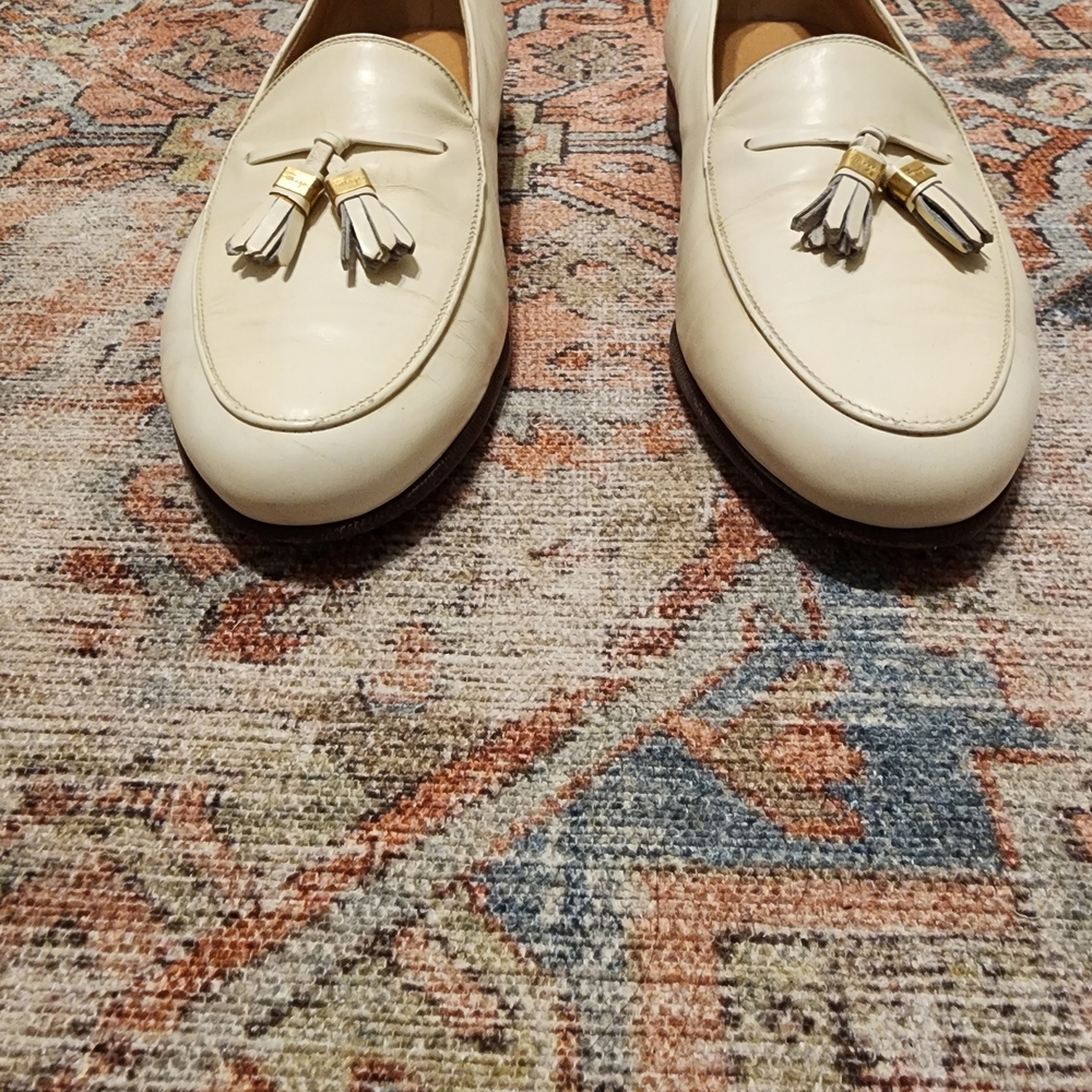 Salvatore Ferragamo Men's Cream Leather Loafers - Picture 3 of 9